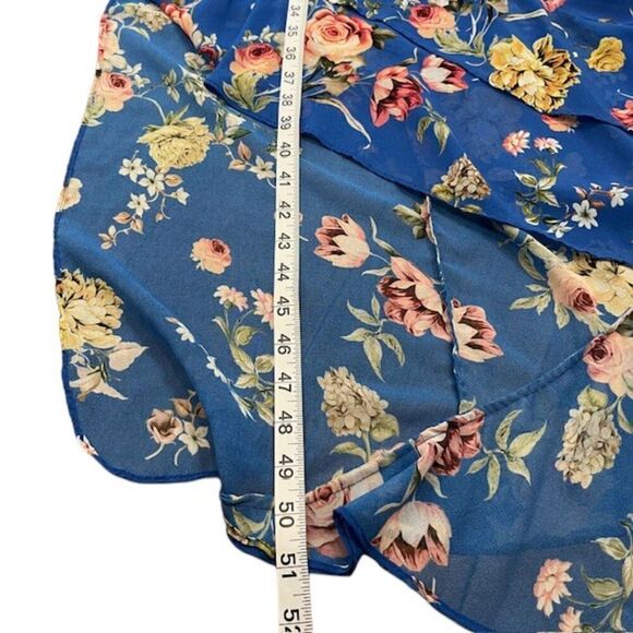 Slate & Willow Blue‎ Floral Chiffon Tiered Ruffle Maxi Dress Women's Size 0 - Picture 11 of 11